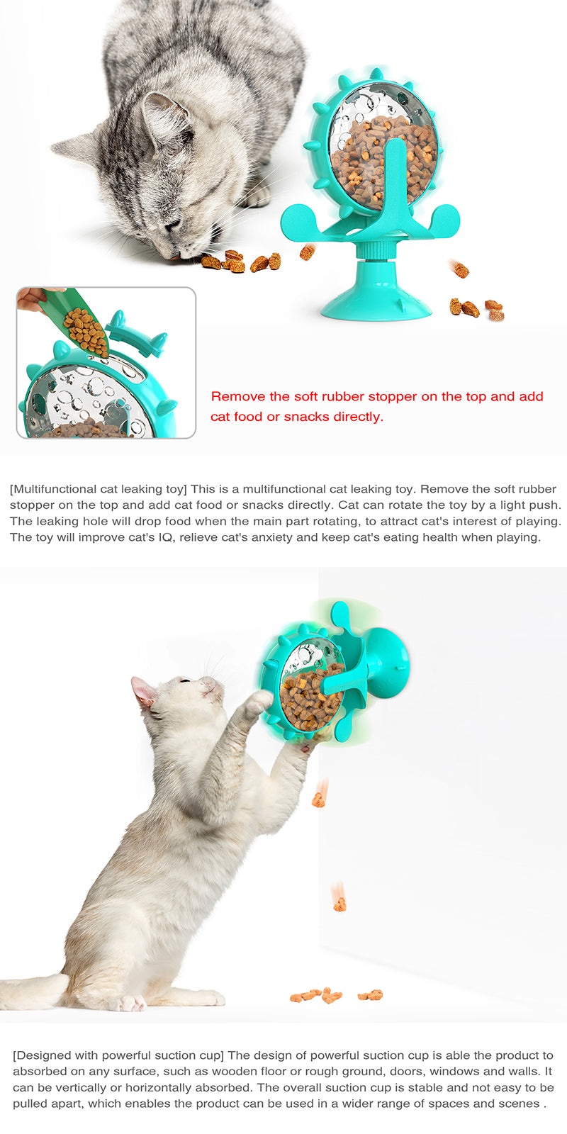 🧠 Interactive Rotating Treat Dispenser Toy for Cats & Small Dogs – IQ Training Slow Feeder Wheel - PawtasticWorldCenter