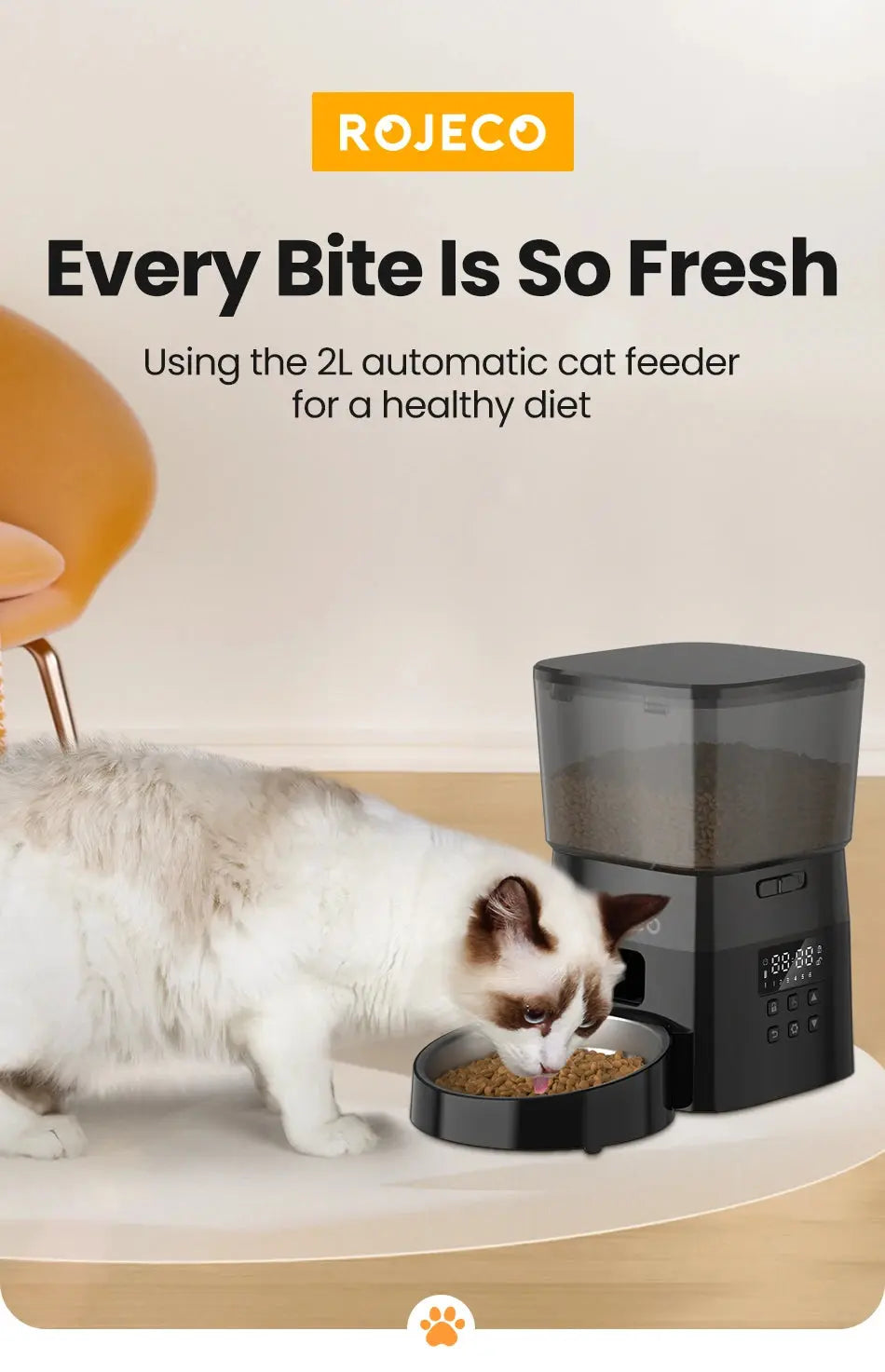 π ROJECO Automatic Pet Feeder β Camera, Remote App Control, Voice Recorder & Timed Feeding for Cats & Dogs - PawtasticWorldCenter