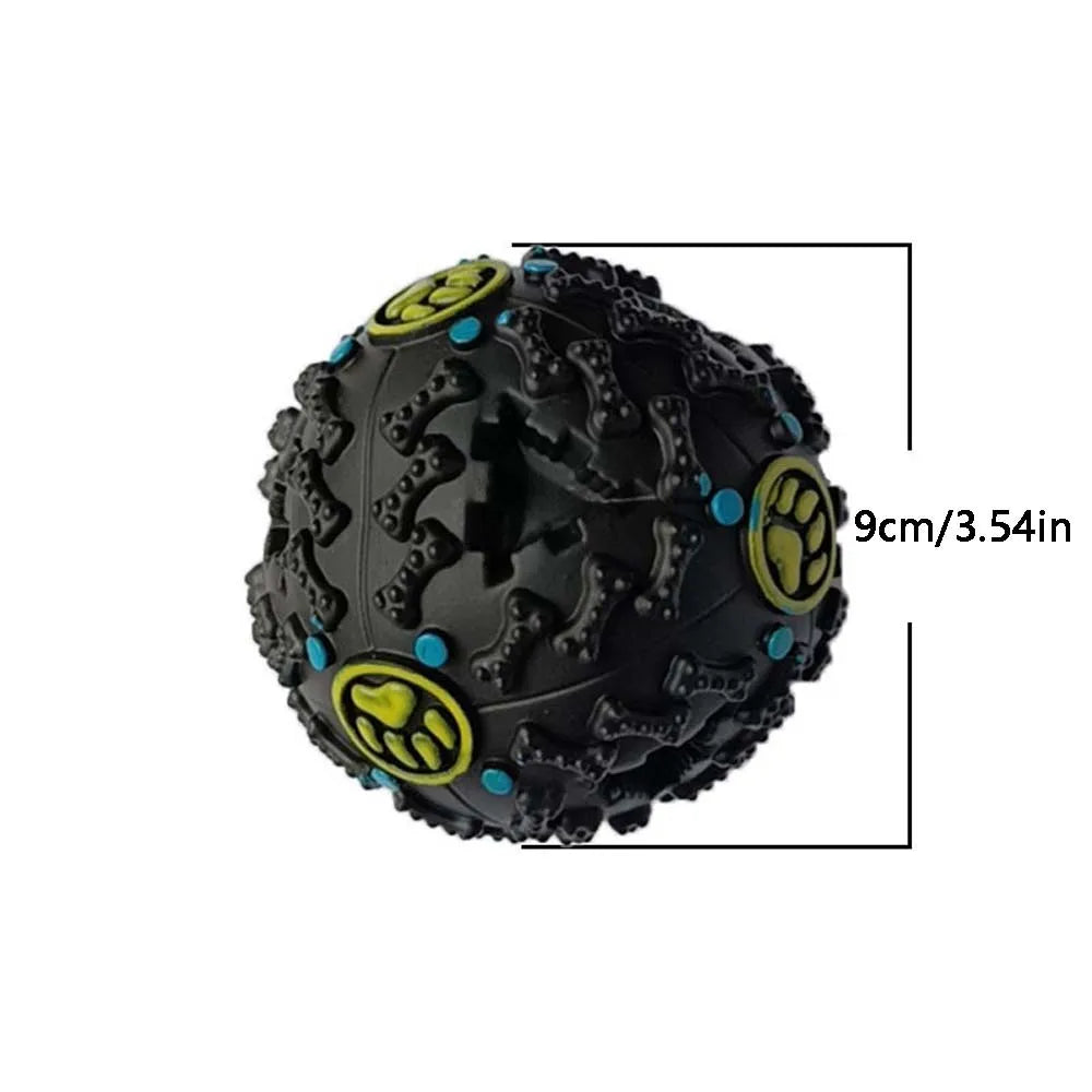 🐶🖤 Interactive Black Molar Chew Toy Ball – Treat Dispensing & Squeaky Fun for All Dog Sizes! 🎾🦴 - PawtasticWorldCenter