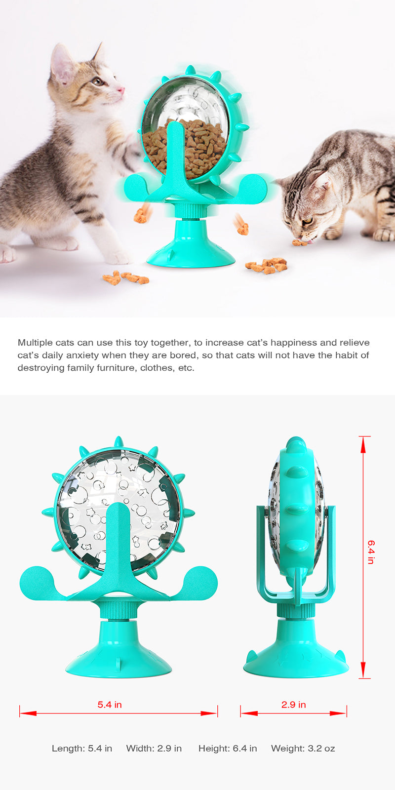 🧠 Interactive Rotating Treat Dispenser Toy for Cats & Small Dogs – IQ Training Slow Feeder Wheel - PawtasticWorldCenter
