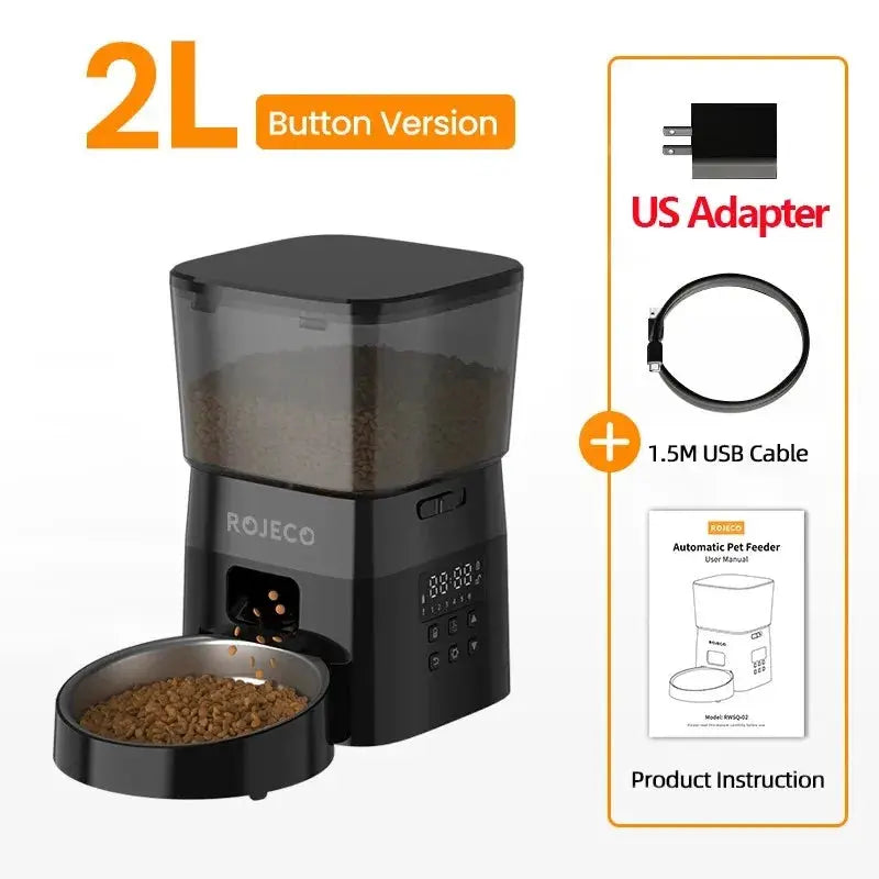 π ROJECO Automatic Pet Feeder β Camera, Remote App Control, Voice Recorder & Timed Feeding for Cats & Dogs - PawtasticWorldCenter