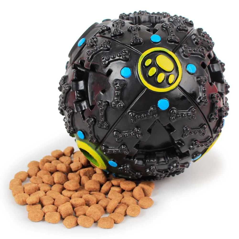 🐶🖤 Interactive Black Molar Chew Toy Ball – Treat Dispensing & Squeaky Fun for All Dog Sizes! 🎾🦴 - PawtasticWorldCenter