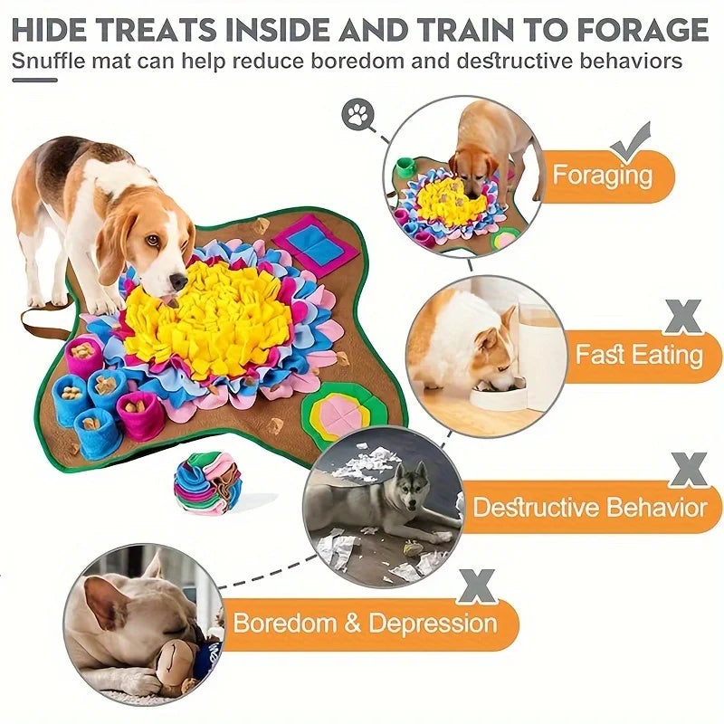 🐾 Interactive Pet Snuffle Mat – Stress Relief & Slow Feeding Blanket for Dogs & Cats 🧠🍖 - PawtasticWorldCenter