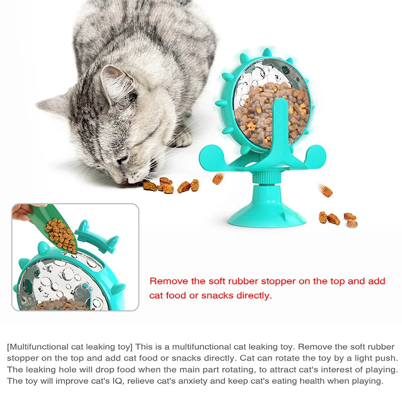 🧠 Interactive Rotating Treat Dispenser Toy for Cats & Small Dogs – IQ Training Slow Feeder Wheel - PawtasticWorldCenter