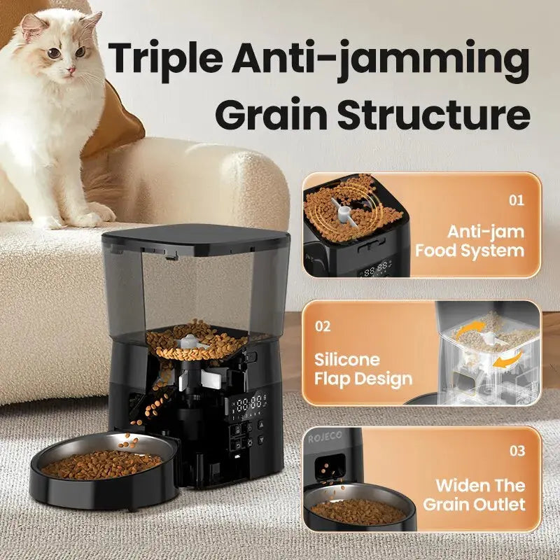 π ROJECO Automatic Pet Feeder β Camera, Remote App Control, Voice Recorder & Timed Feeding for Cats & Dogs - PawtasticWorldCenter
