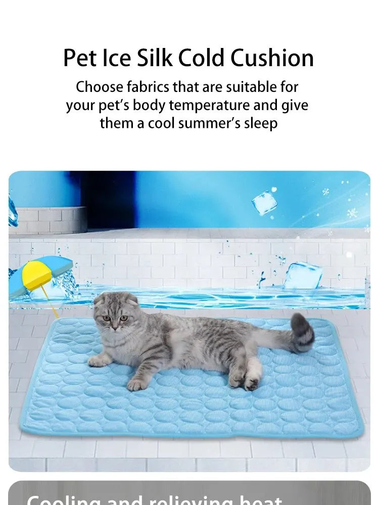 ❄️ Cooling Pet Bed Mat – Summer Ice Pad for Cats & Small Dogs - PawtasticWorldCenter