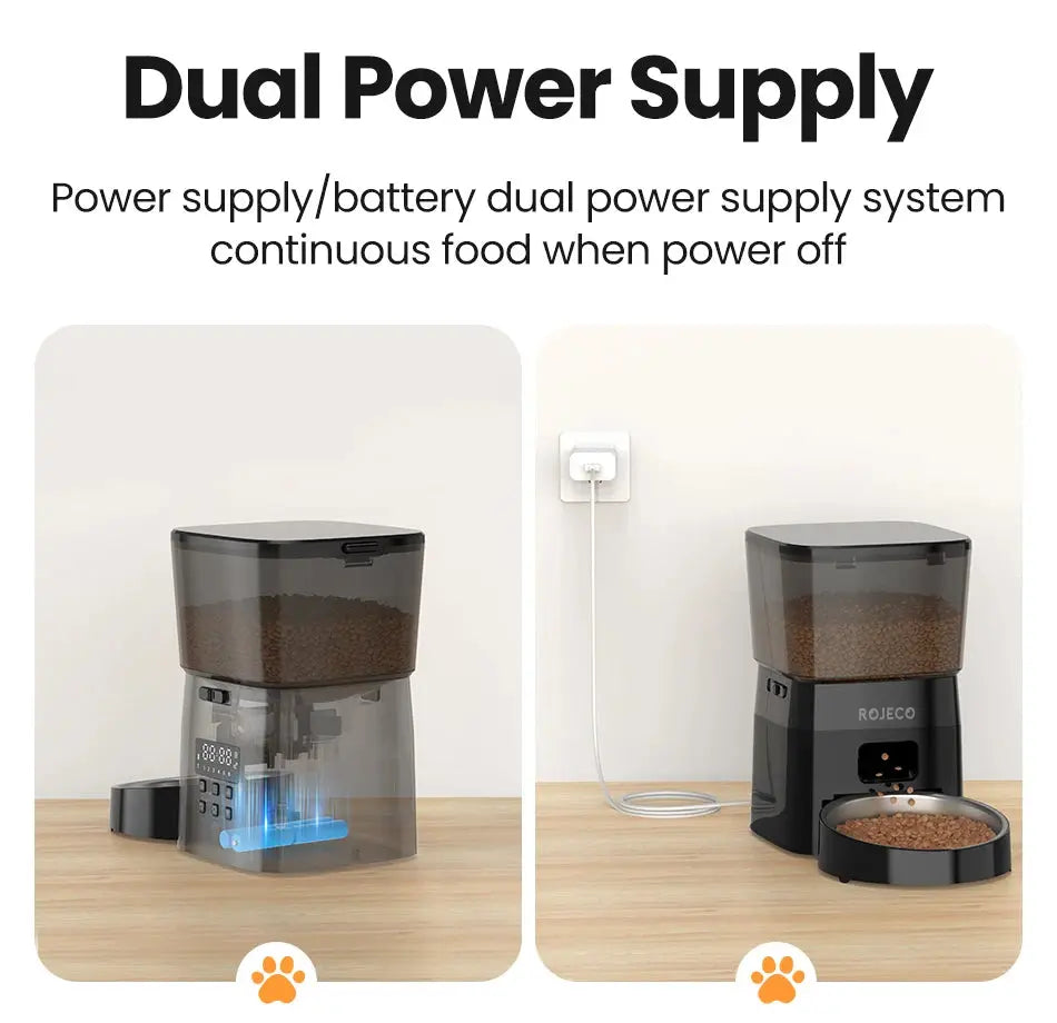 π ROJECO Automatic Pet Feeder β Camera, Remote App Control, Voice Recorder & Timed Feeding for Cats & Dogs - PawtasticWorldCenter