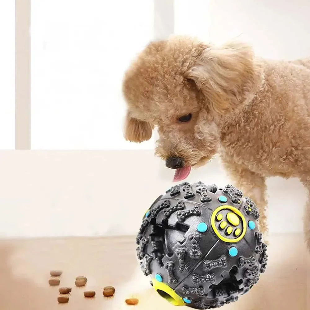 🐶🖤 Interactive Black Molar Chew Toy Ball – Treat Dispensing & Squeaky Fun for All Dog Sizes! 🎾🦴 - PawtasticWorldCenter