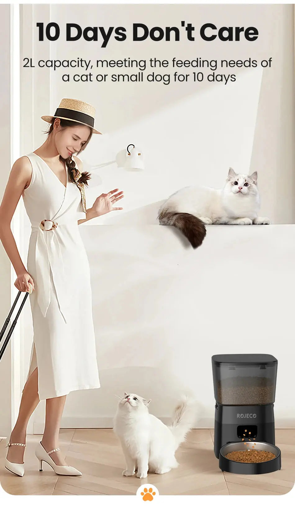 π ROJECO Automatic Pet Feeder β Camera, Remote App Control, Voice Recorder & Timed Feeding for Cats & Dogs - PawtasticWorldCenter