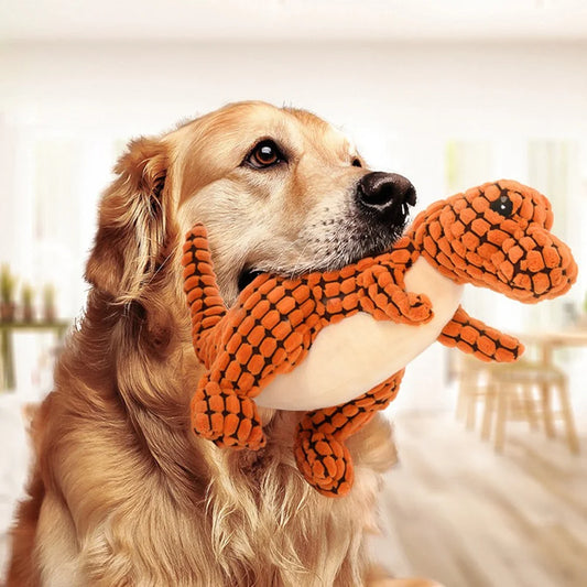 🦖 Plush Dinosaur Chew Toy – Interactive Pet Toy for Small Dogs & Cats 🐶🐱 - PawtasticWorldCenter