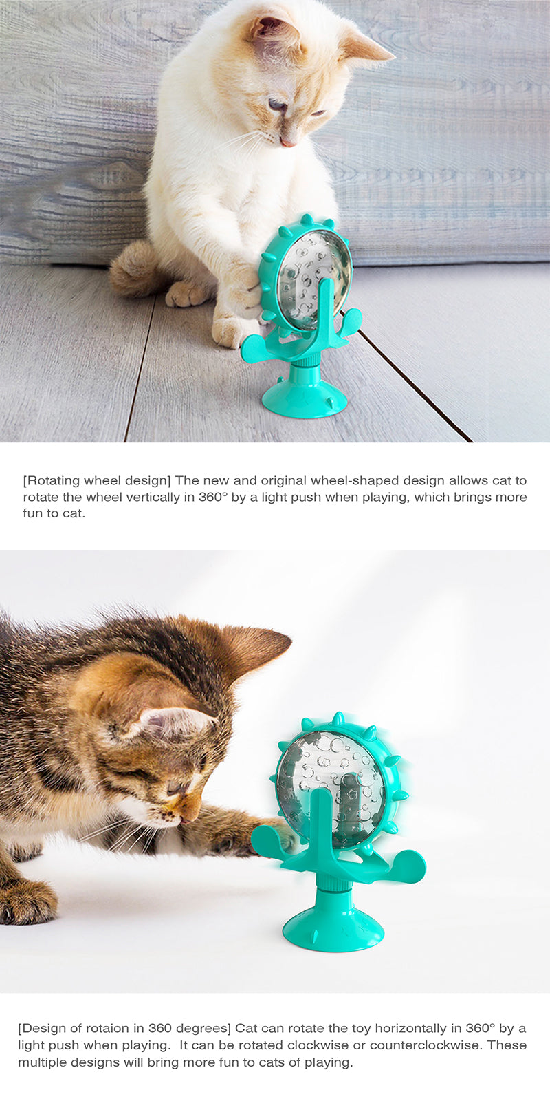 🧠 Interactive Rotating Treat Dispenser Toy for Cats & Small Dogs – IQ Training Slow Feeder Wheel - PawtasticWorldCenter