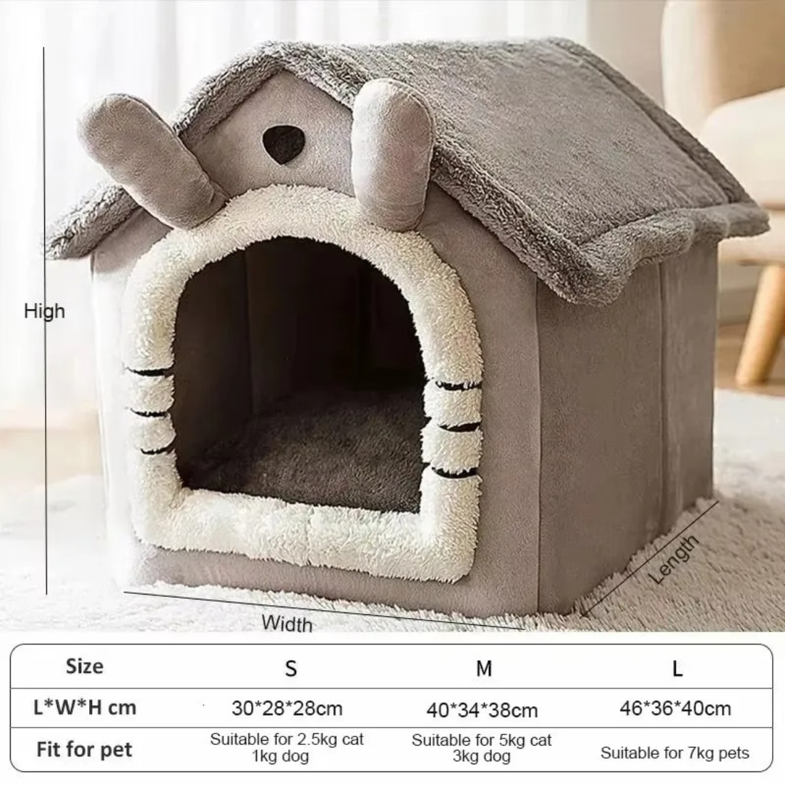 Four-Season Pet House – Soft, Washable Bed for Cats & Small Dogs